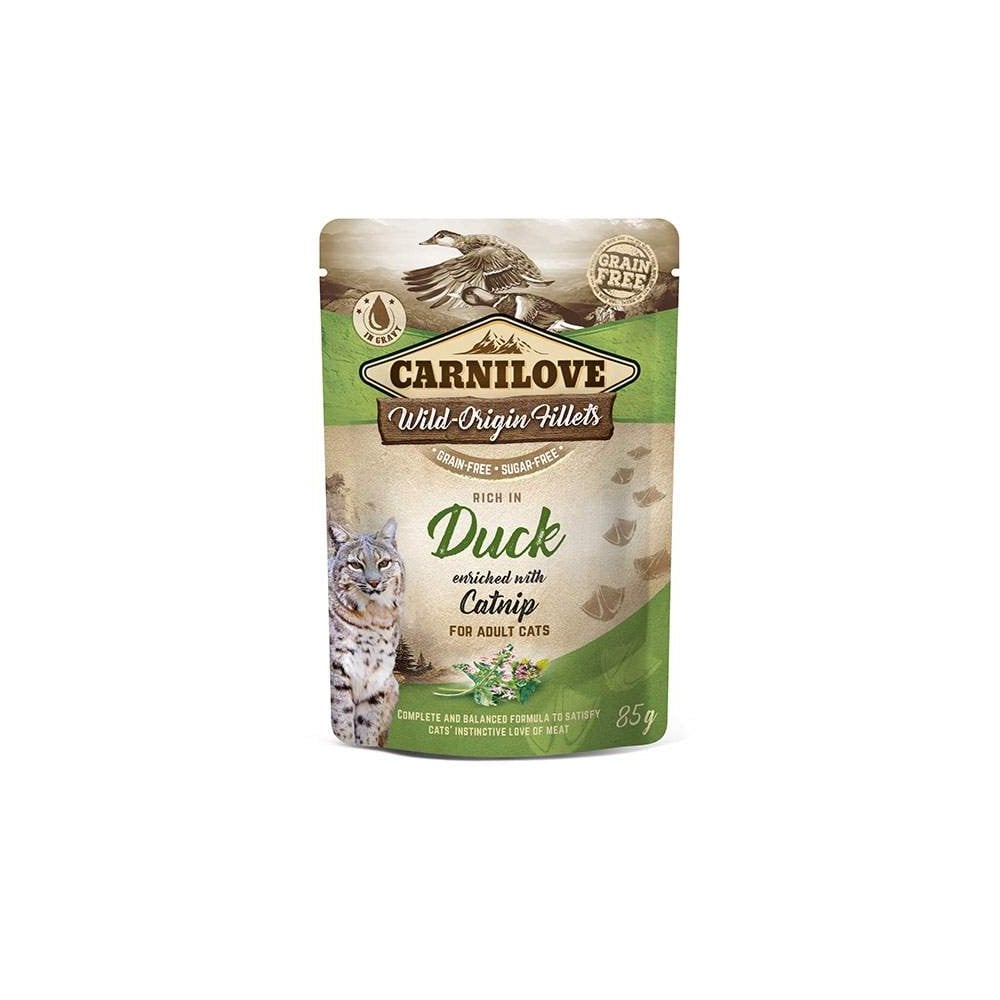 Carnilove Wet Cat Food: Pouch Adult Duck with Catnip 85g
