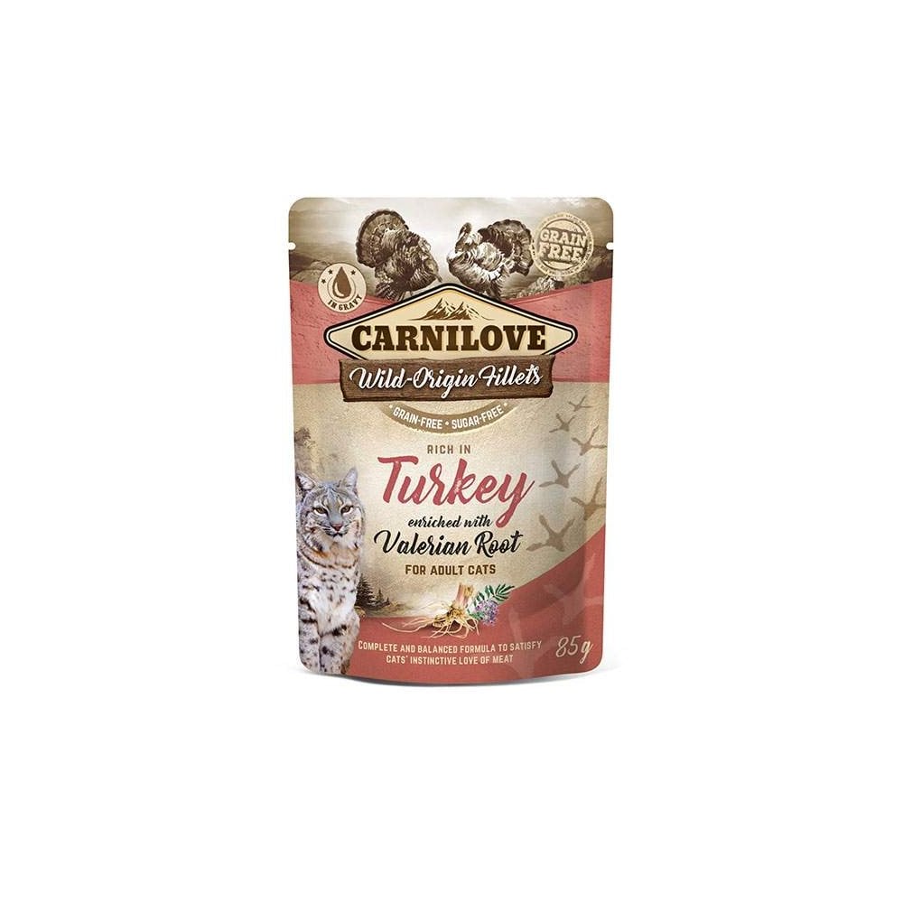 Carnilove Wet Cat Food: Pouch Adult Turkey with Valerian 85g – My