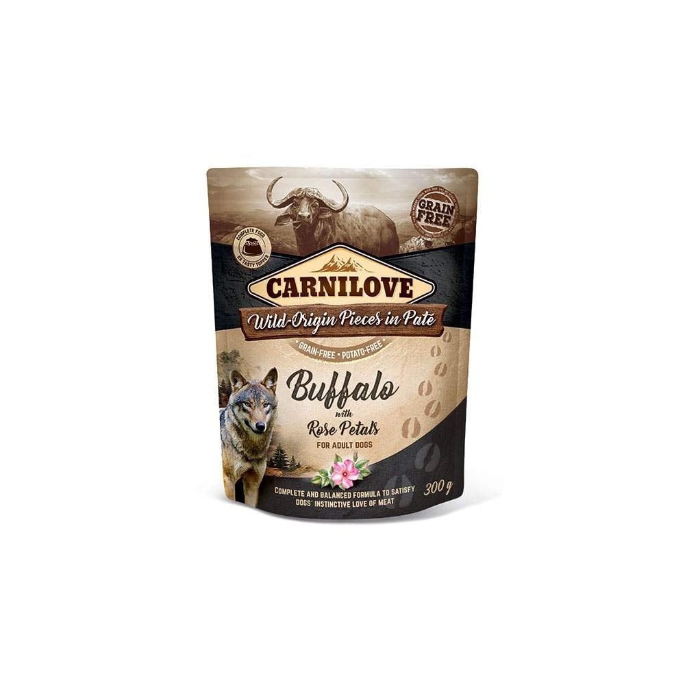 Carnilove Wet Dog Food: Pouch Adult Buffalo with Rose 300g