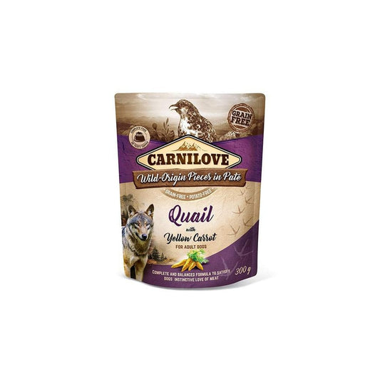 Carnilove Wet Dog Food: Pouch Adult Quail with Yellow Carrot 300g