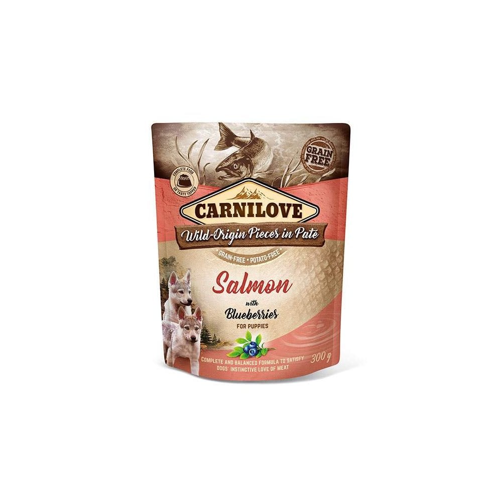 Carnilove Wet Dog Food: Pouch Puppy Salmon with Blueberries 300g