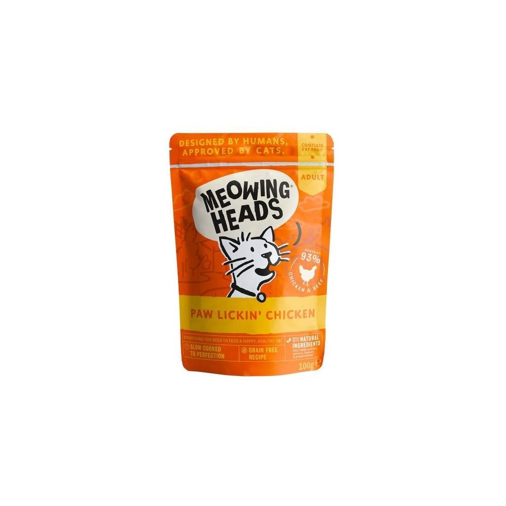 Meowing Heads Wet Cat Food: Paw Lickin' Chicken 100g