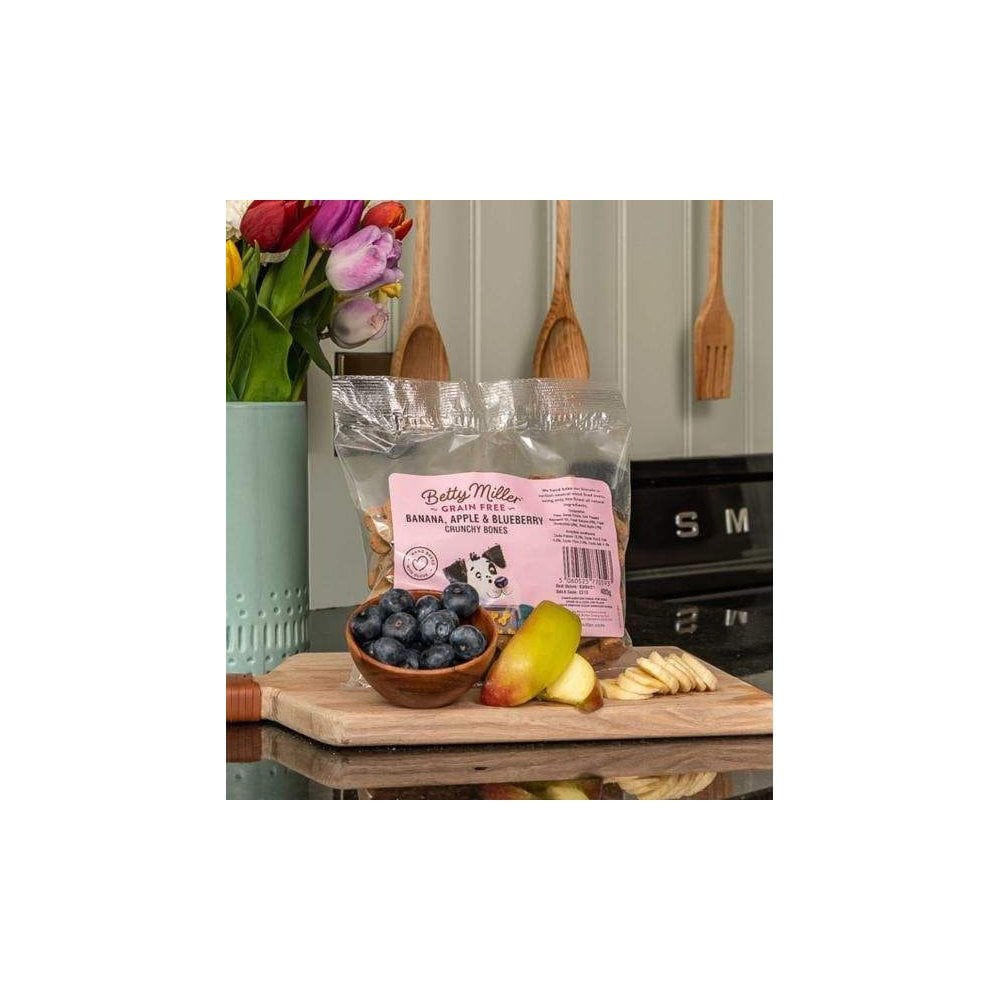 Betty Miller Dog Treats: Grain Free Banana, Apple & Blueberry Bones 400g