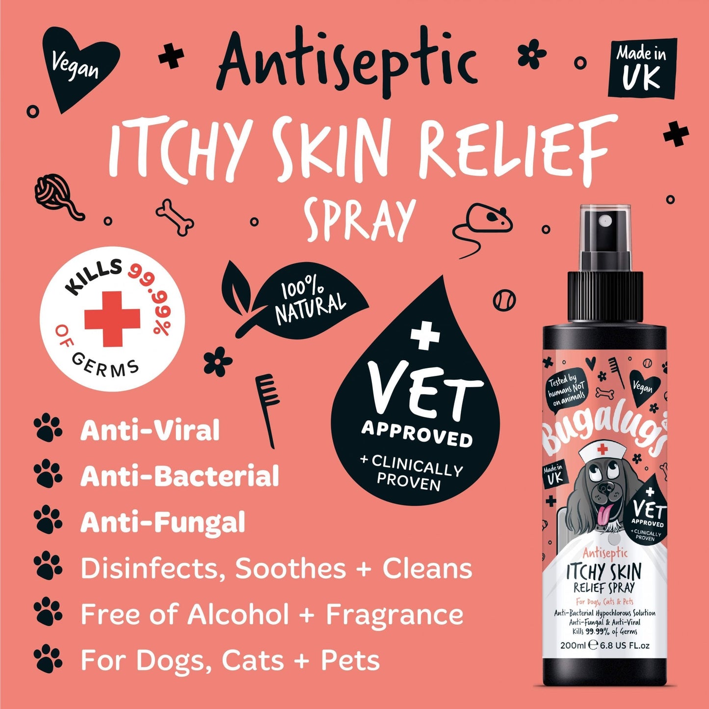 Bugalugs Antiseptic Itchy Skin Relief Spray 200ml