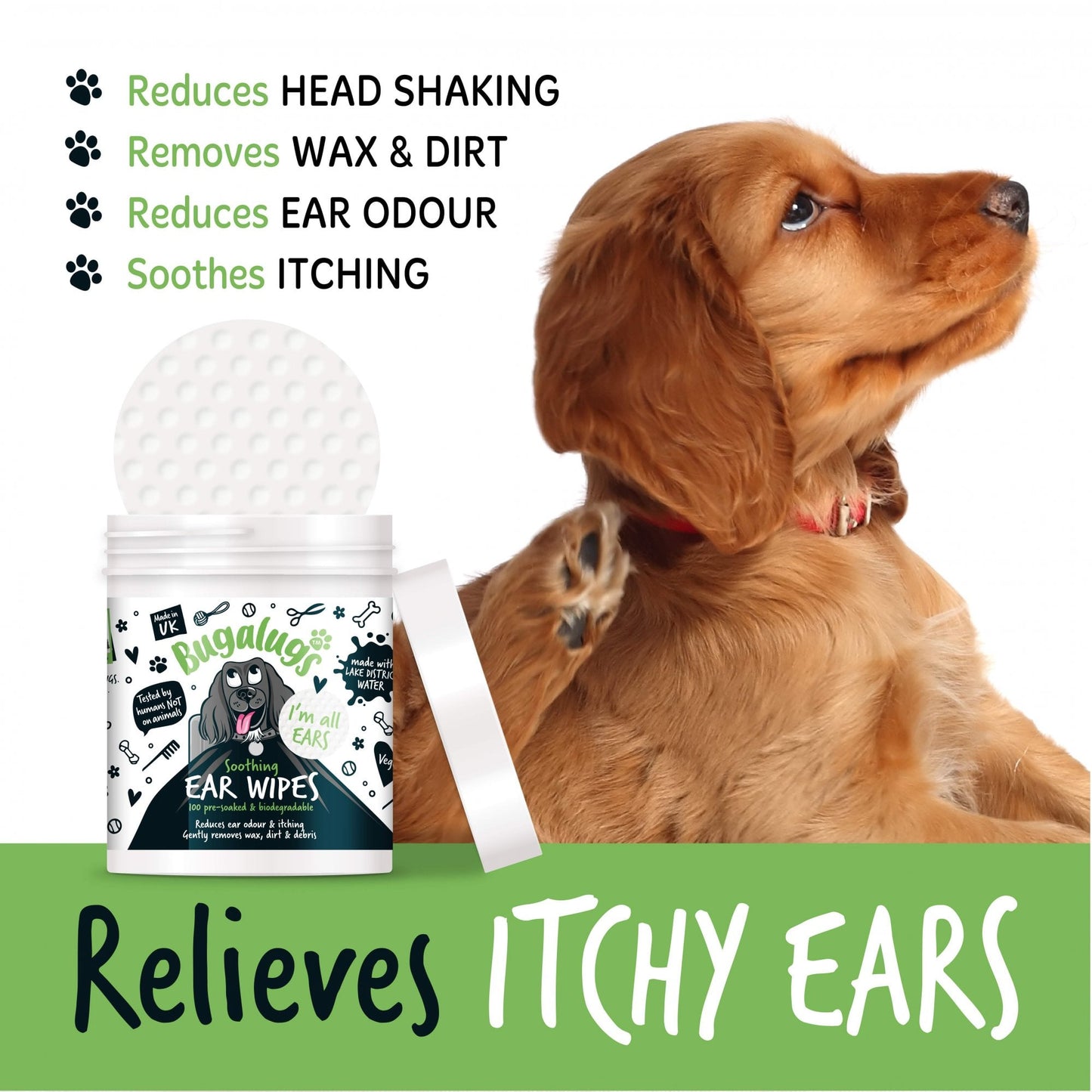Bugalugs Soothing Ear Wipes for Dogs 100pk