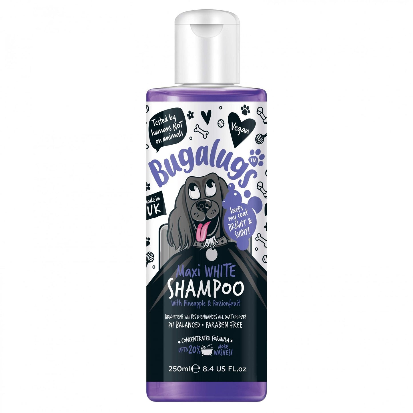 Bugalugs Maxi White Whitening Dog Shampoo 250ml