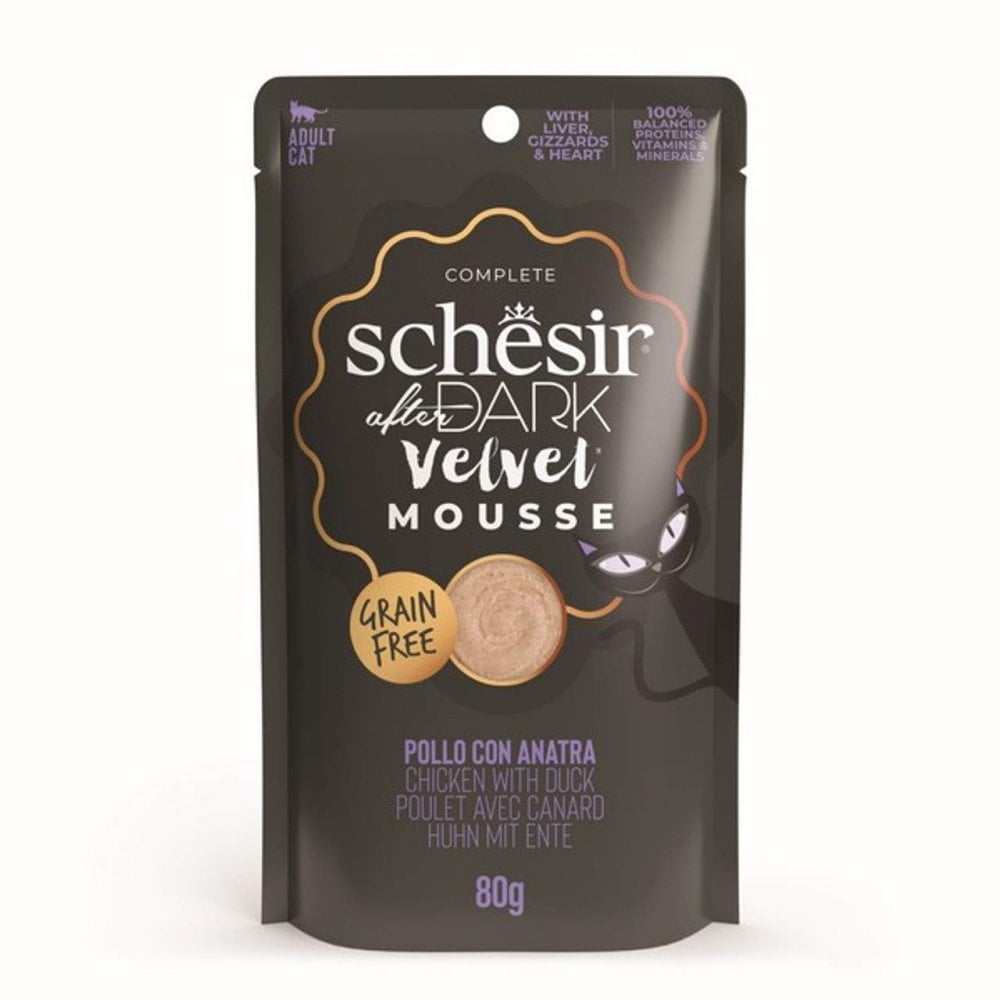 Schesir After Dark Wet Cat Food: Adult Chicken with Duck Velvet Mousse 80g