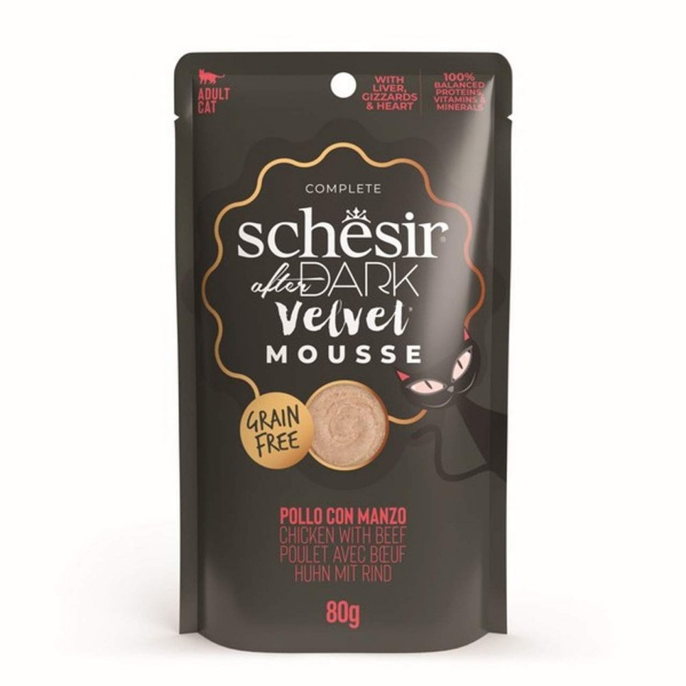 Schesir After Dark Wet Cat Food: Adult Chicken with Beef Velvet Mousse 80g