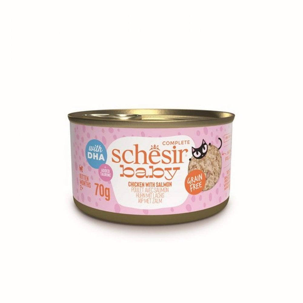 Schesir Baby Wet Cat Food: Kitten Chicken with Salmon in Broth 70g