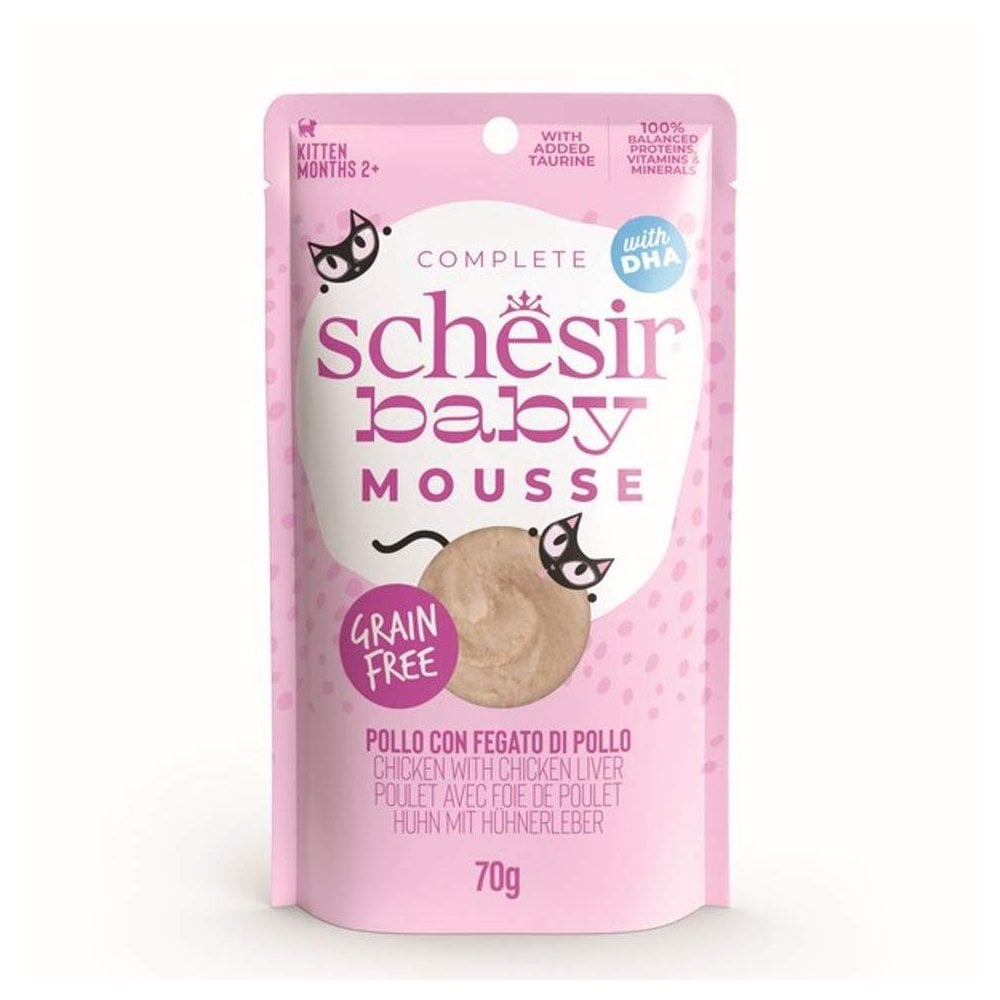 Schesir Baby Wet Cat Food: Kitten Chicken with Liver Mousse 70g