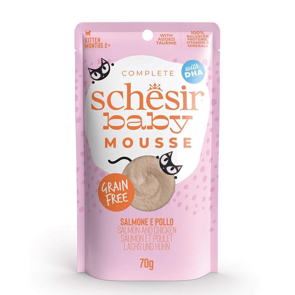 Schesir Baby Wet Cat Food: Kitten Salmon & Chicken in Mousse 70g