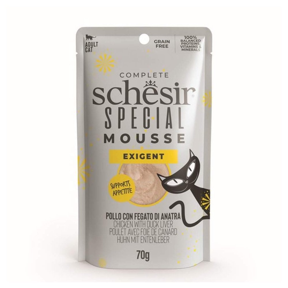 Schesir Special Wet Cat Food: Adult Exigent Chicken with Duck Liver Mousse 70g