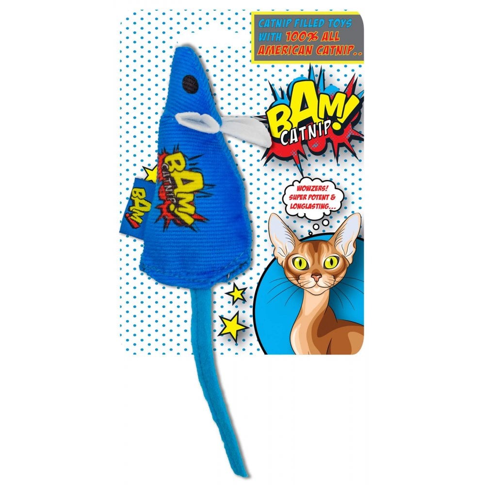 BAM Catnip Mouse Blue Cat Toy