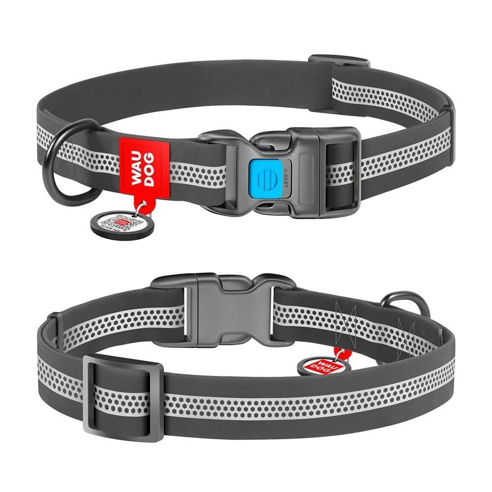 WAUDOG Collartex Reflective Dog Collar Grey
