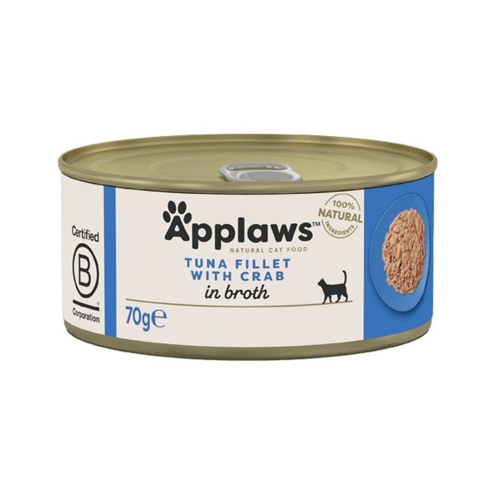 Applaws Wet Cat Food: Can Tuna with Crab in Broth 70g