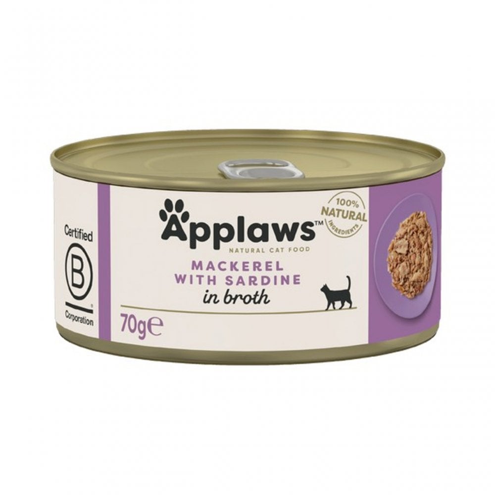 Applaws Wet Cat Food: Can Mackerel with Sardines in Broth 70g