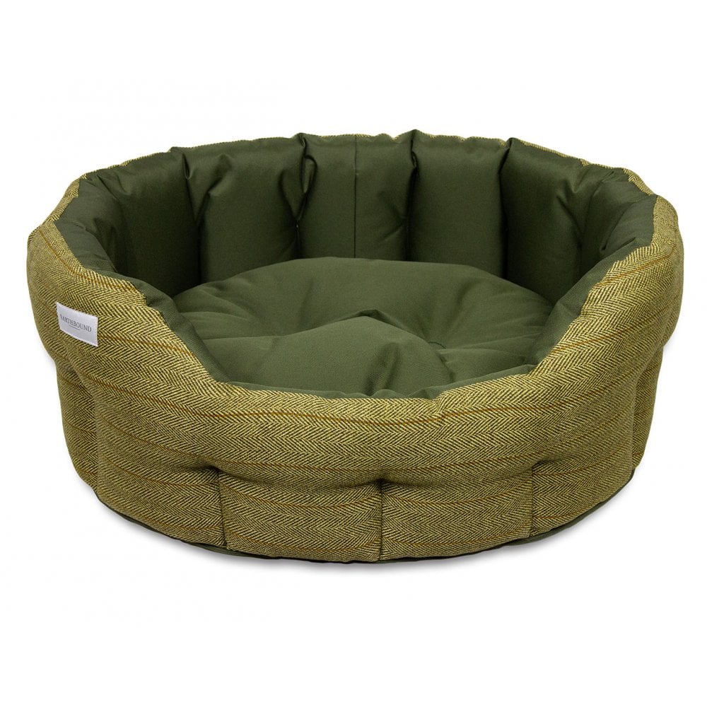 Earthbound Round Modern Tweed & Waterproof Bed Forest Green