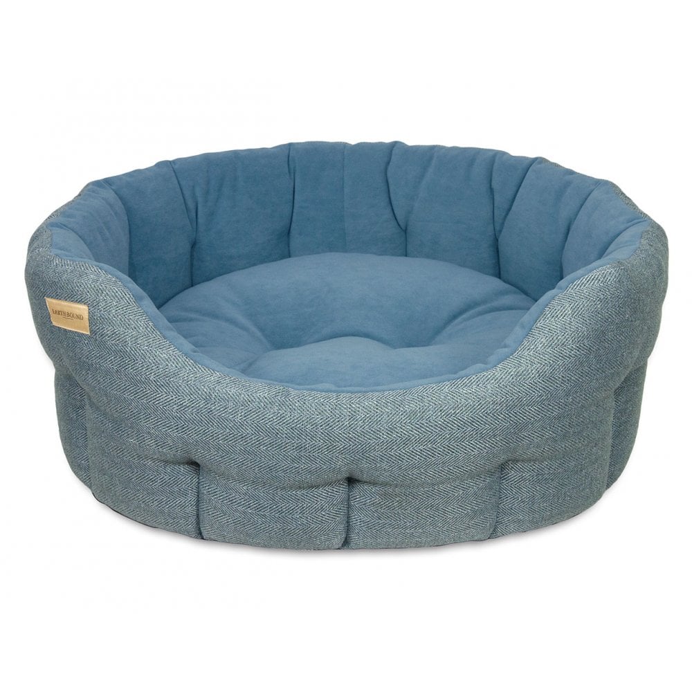 Earthbound Round Modern Tweed Bed Thistle Blue