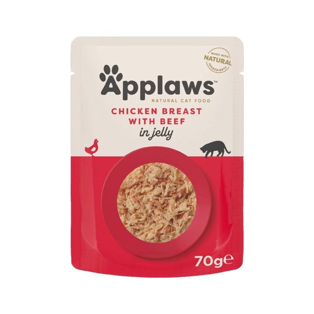 Applaws Wet Cat Food: Pouch Chicken with Beef in Jelly 70g