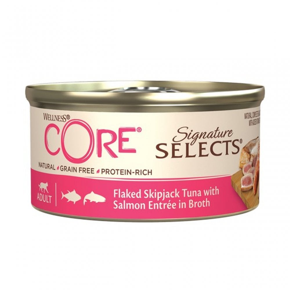 Wellness Core Wet Cat Food: Tins Signature Selects Adult Tuna with Salmon in Broth 79g