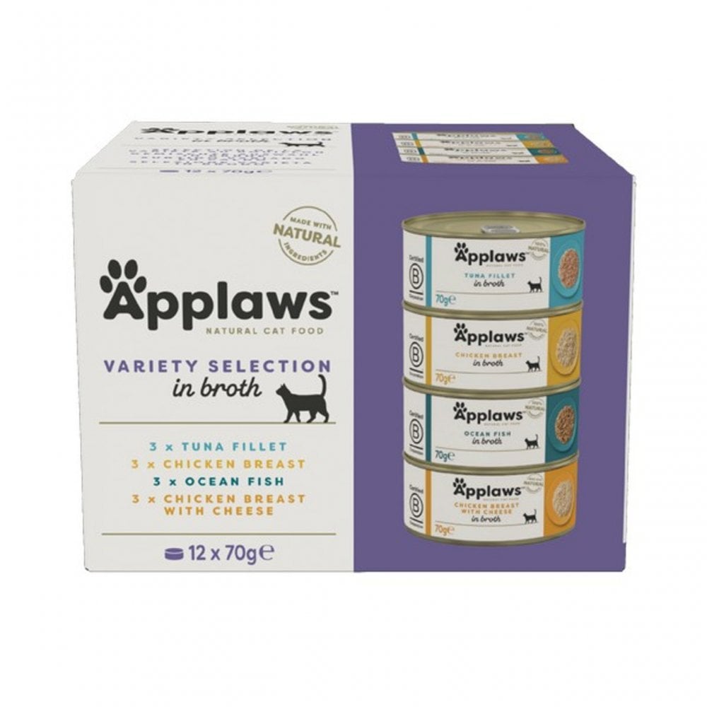 Applaws Wet Cat Food: Can Variety Selection MultiPack in Broth 12x70g