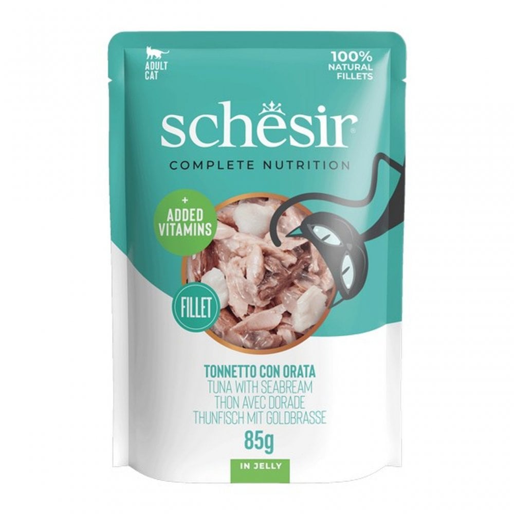 Schesir Wet Cat Food: Pouch Adult Tuna with Seabream in Jelly 85g