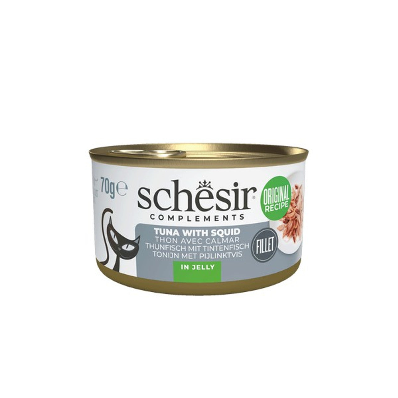 Schesir Wet Cat Food: Complements Can Tuna with Squid In Jelly 70g