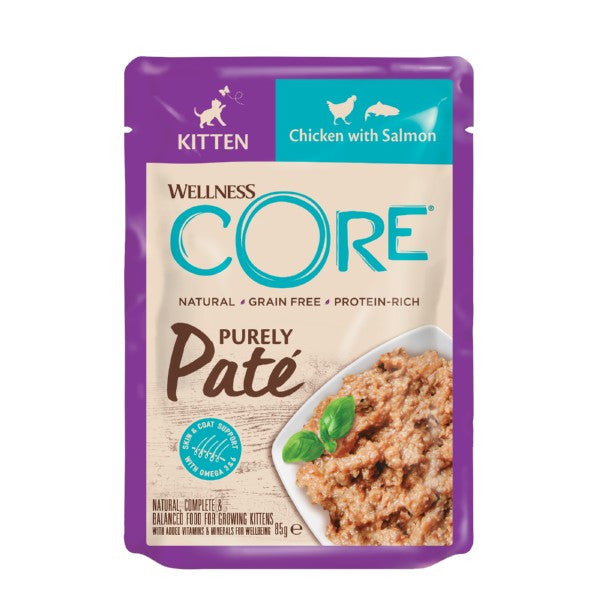 Wellness CORE Wet Cat Food: Purely Paté Kitten Chicken with Salmon 85g