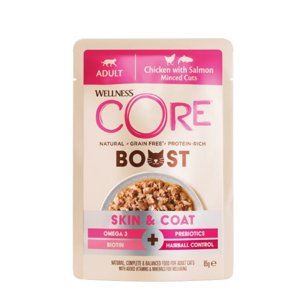 Wellness CORE Wet Cat Food: Boost Skin & Coat Chicken with Salmon 85g