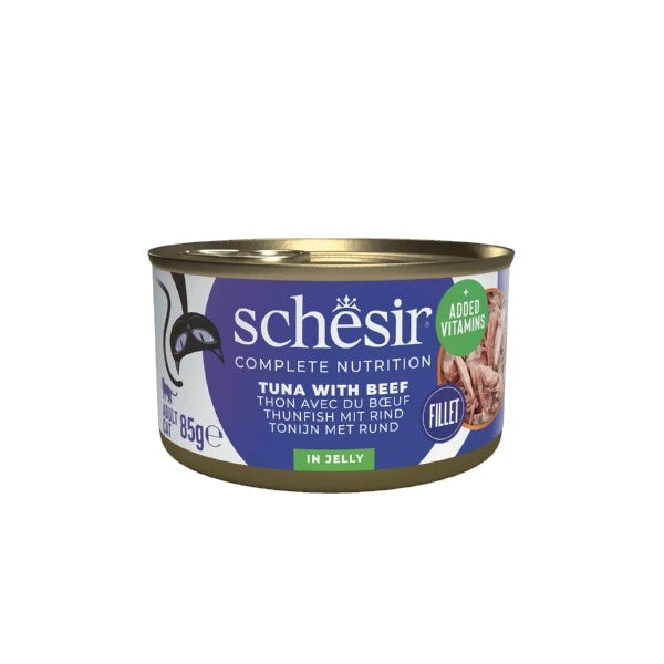 Schesir Wet Cat Food: Complete Tuna with Beef in Jelly 85g