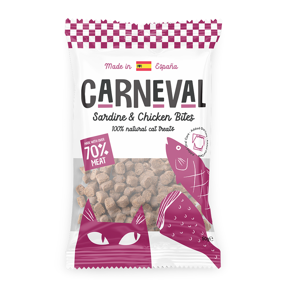 Carneval Cat Sardine & Chicken Bites Oral Care Treats 50g