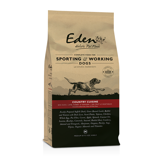 Eden Working Dog Food: 80/20 Country Cuisine Medium Kibble 15kg (Damaged Bag)