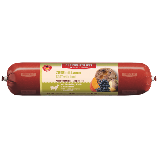Fleischeslust Wet Dog Food: Classic Goat with Lamb, Swede, Pumpkin & Blueberries