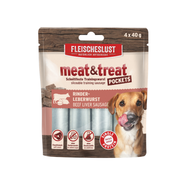 Fleischeslust Meat & Treat Pockets Beef Liver Dog Treat 4x40g