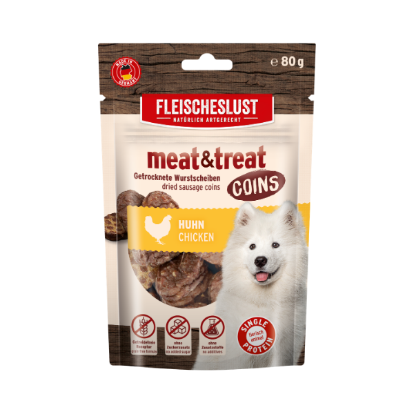 Fleischeslust Meat & Treat Coins Chicken Dog Treat 80g