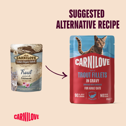 Carnilove Wet Cat Food: Pouch Adult Trout with Echinacea in Gravy 85g