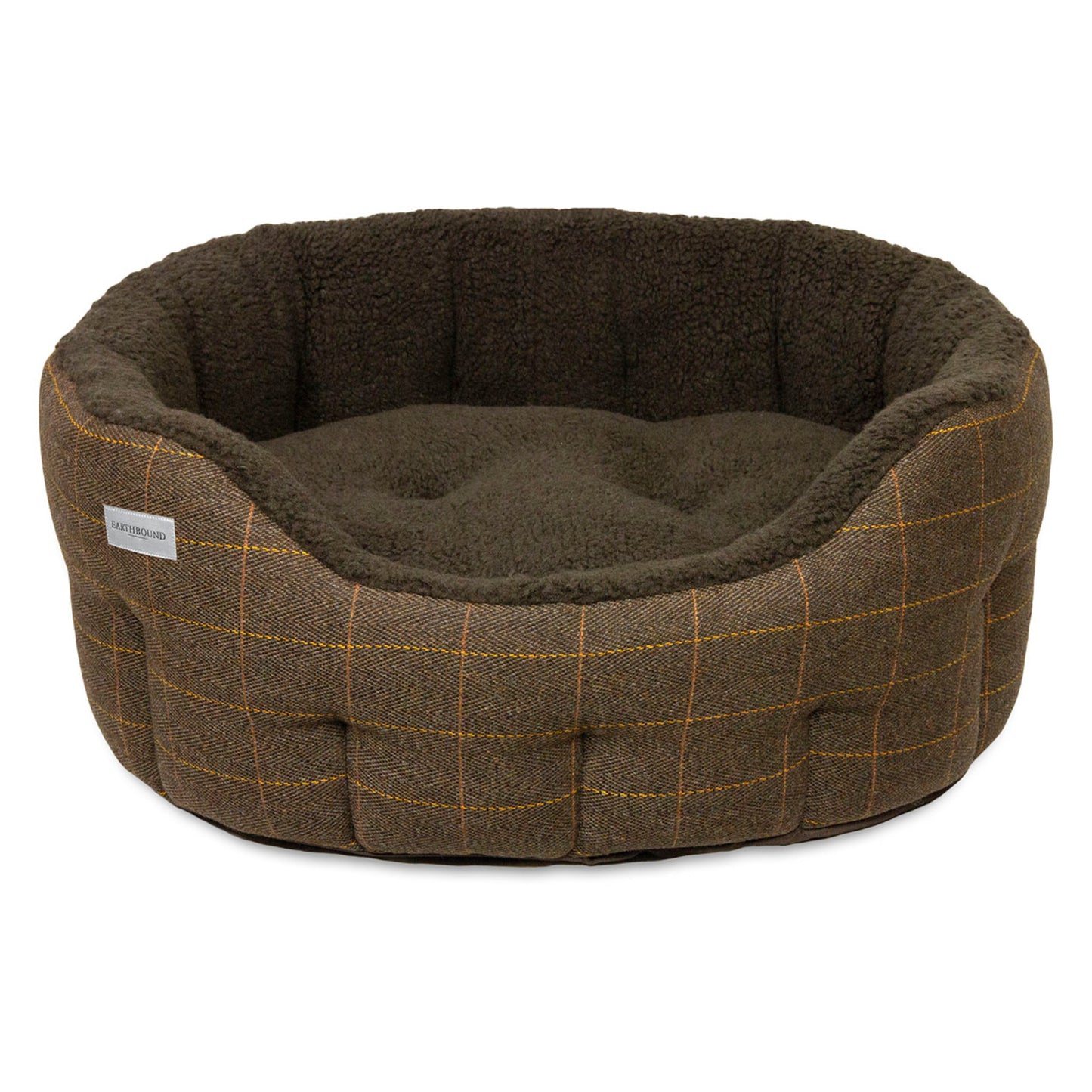Earthbound Round Traditional Tweed Bed Brown