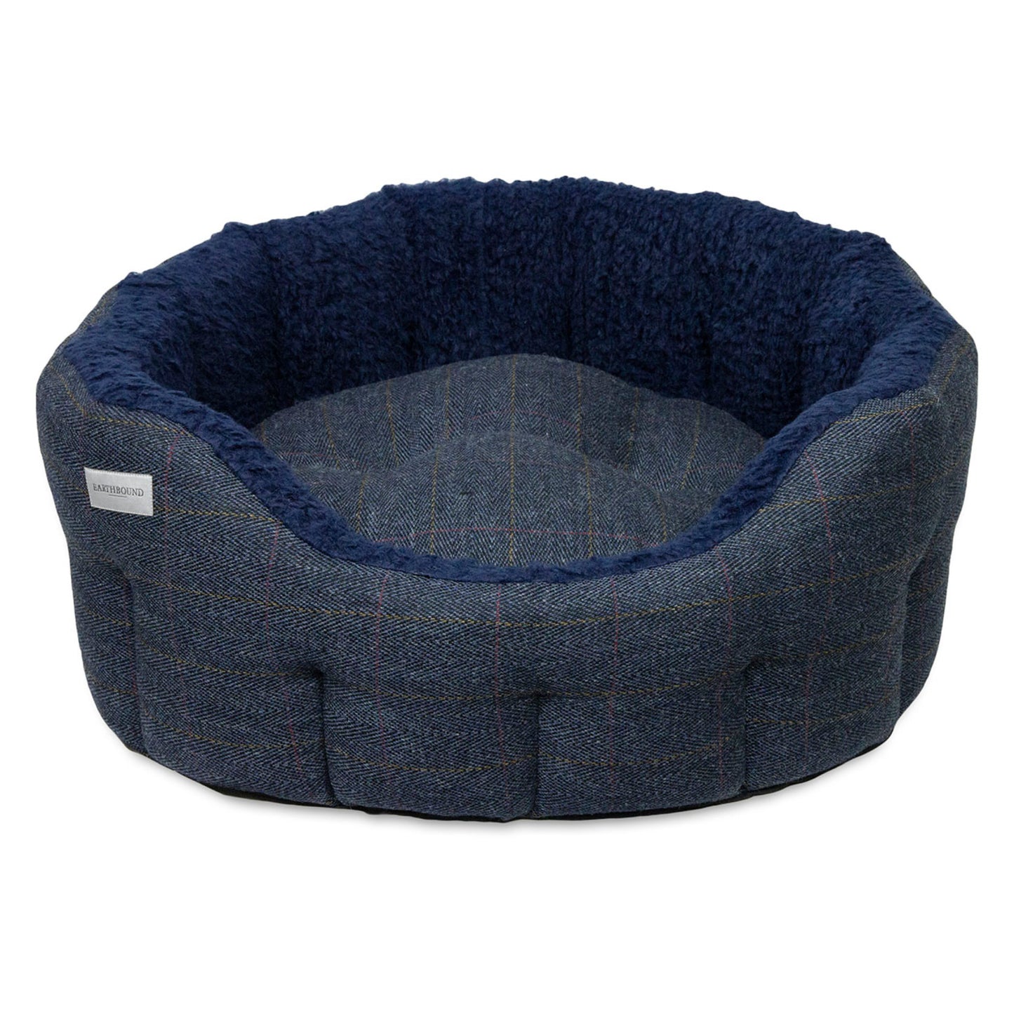 Earthbound Round Traditional Tweed Bed Navy