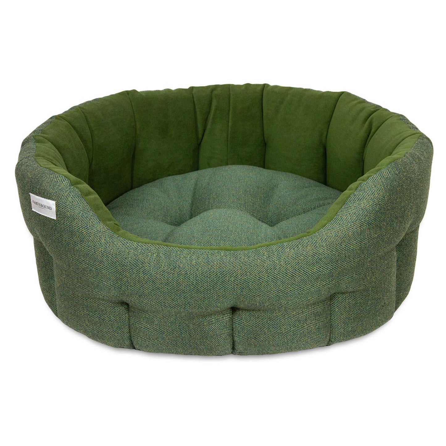Earthbound Round Modern Tweed Bed Pine Green