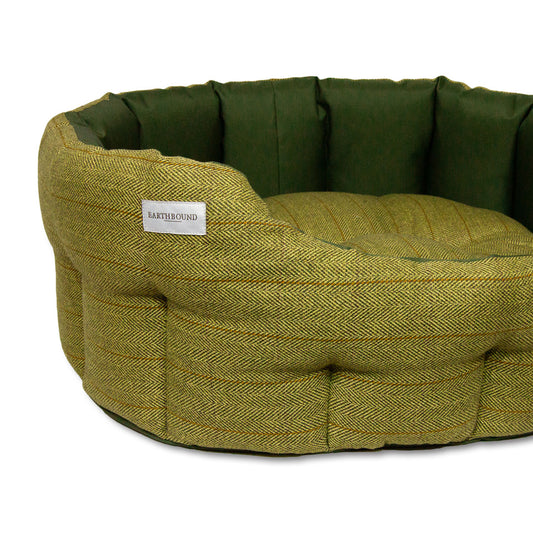 Earthbound Round Modern Tweed & Waterproof Bed Forest Green