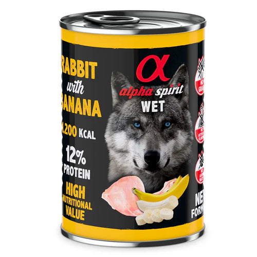 Alpha Spirit Wet Dog Food: Rabbit with Banana 400g