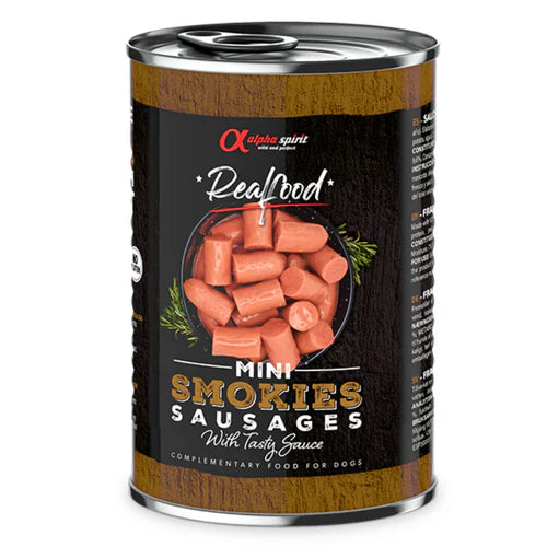 Alpha Spirit Dog Food: Realfood Smokies Mini Smoked Sausages 400g