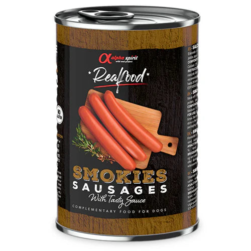 Alpha Spirit Dog Food: Realfood Smokies Smoked Sausages 400g