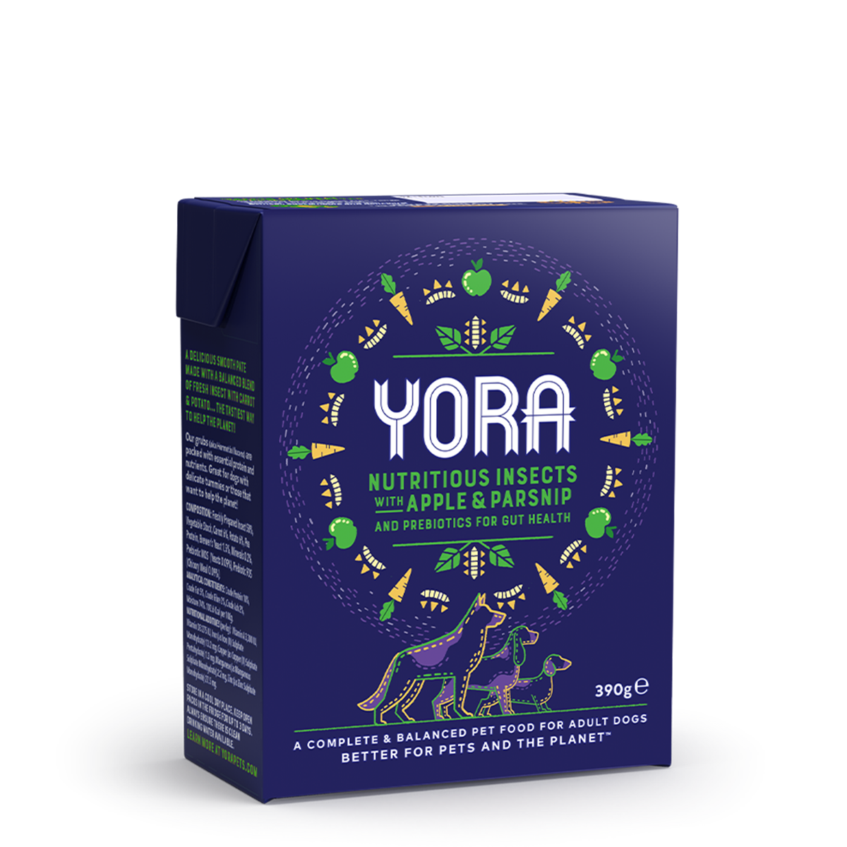 YORA Dog Food: Paté Insect, Apple & Parsnip 390g