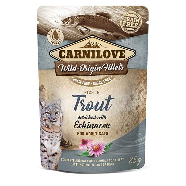 Carnilove Wet Cat Food: Pouch Adult Trout with Echinacea 85g
