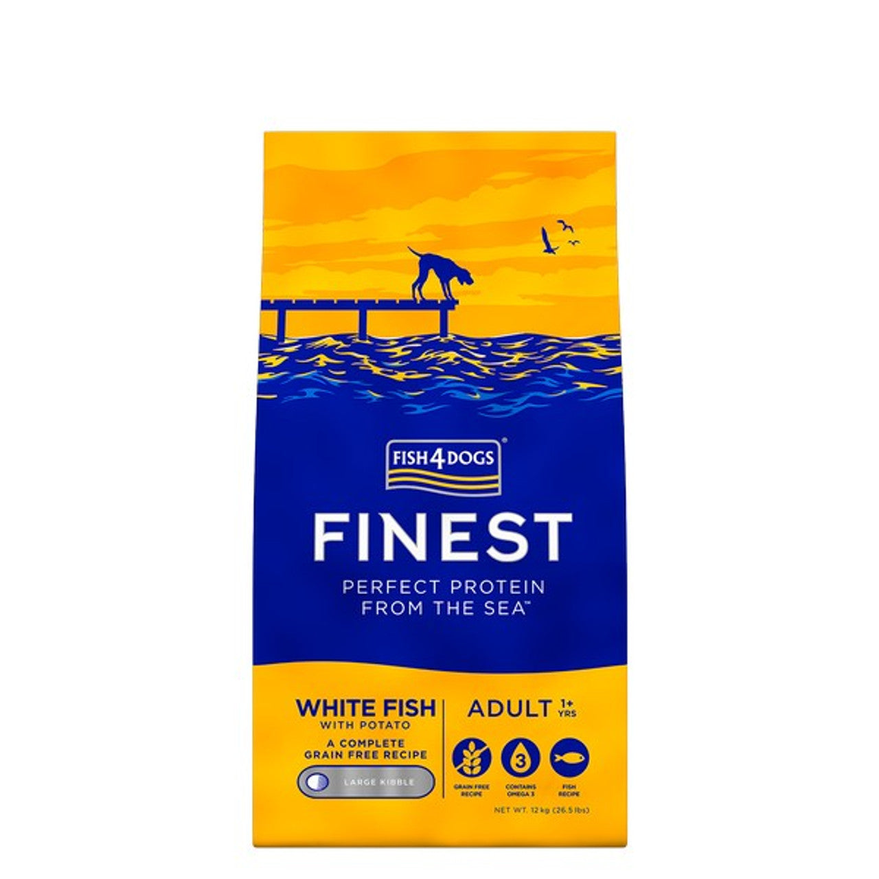 Fish4Dogs Dog Food: Adult Finest White Fish Large Kibble