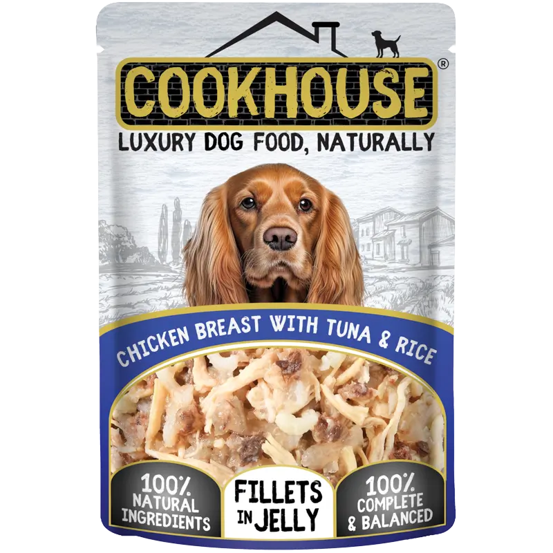 Cookhouse Wet Dog Food: Pouch Chicken, Tuna & Rice In Jelly 100g