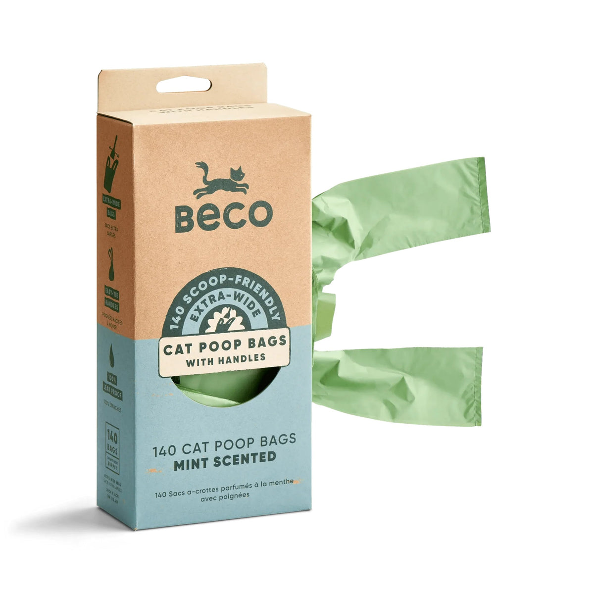 Beco Cat Poop Bags Mint Scented 140pk