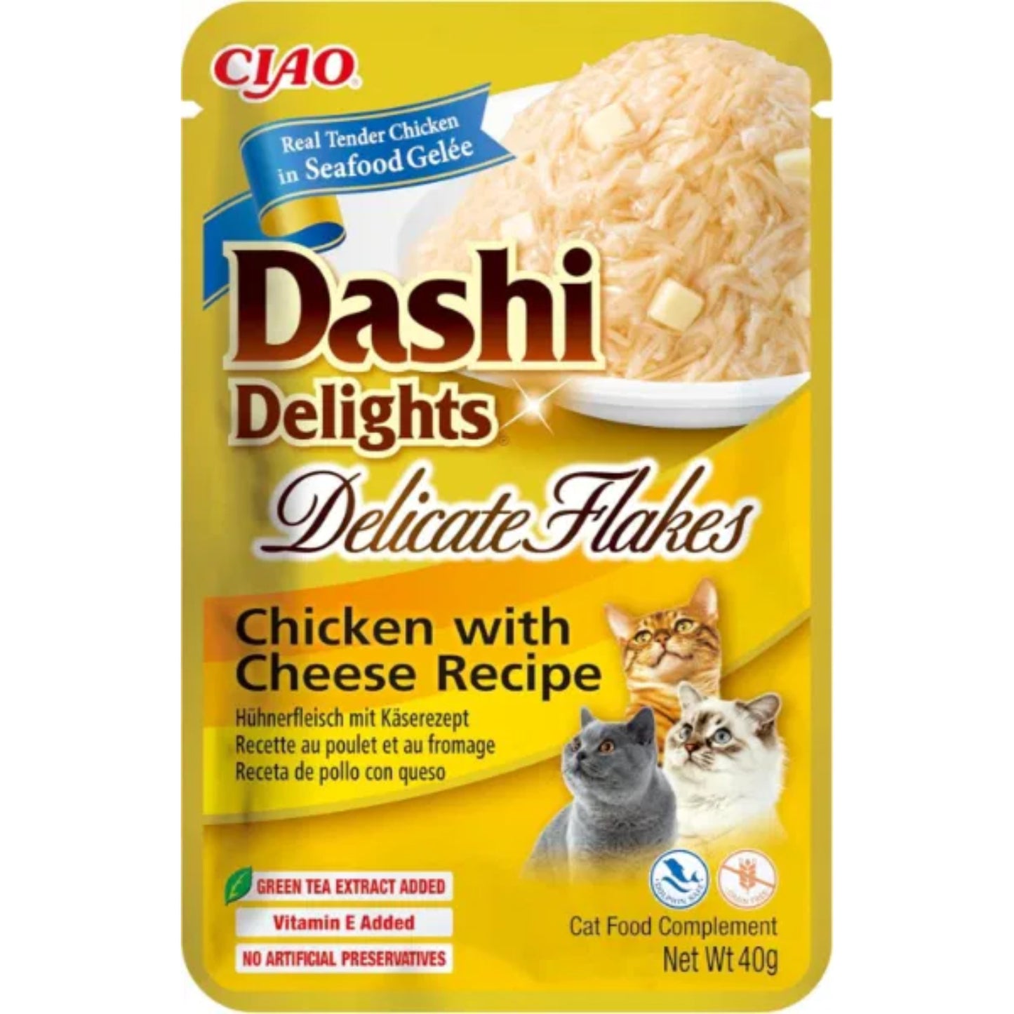 CIAO Cat Dashi Delights Delicate Flakes Chicken with Cheese Recipe 40g