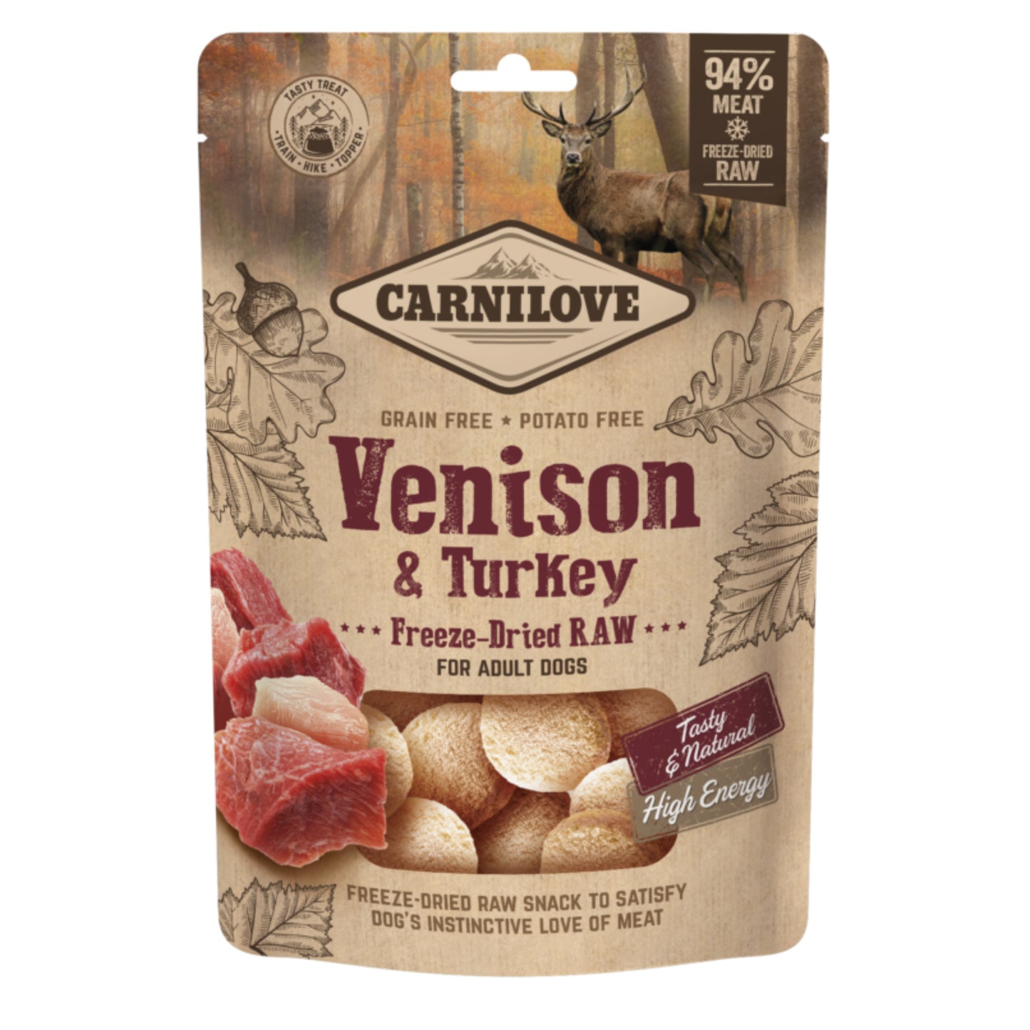 Carnilove Dog Treats: True Fresh Freeze Dried Venison & Turkey 60g